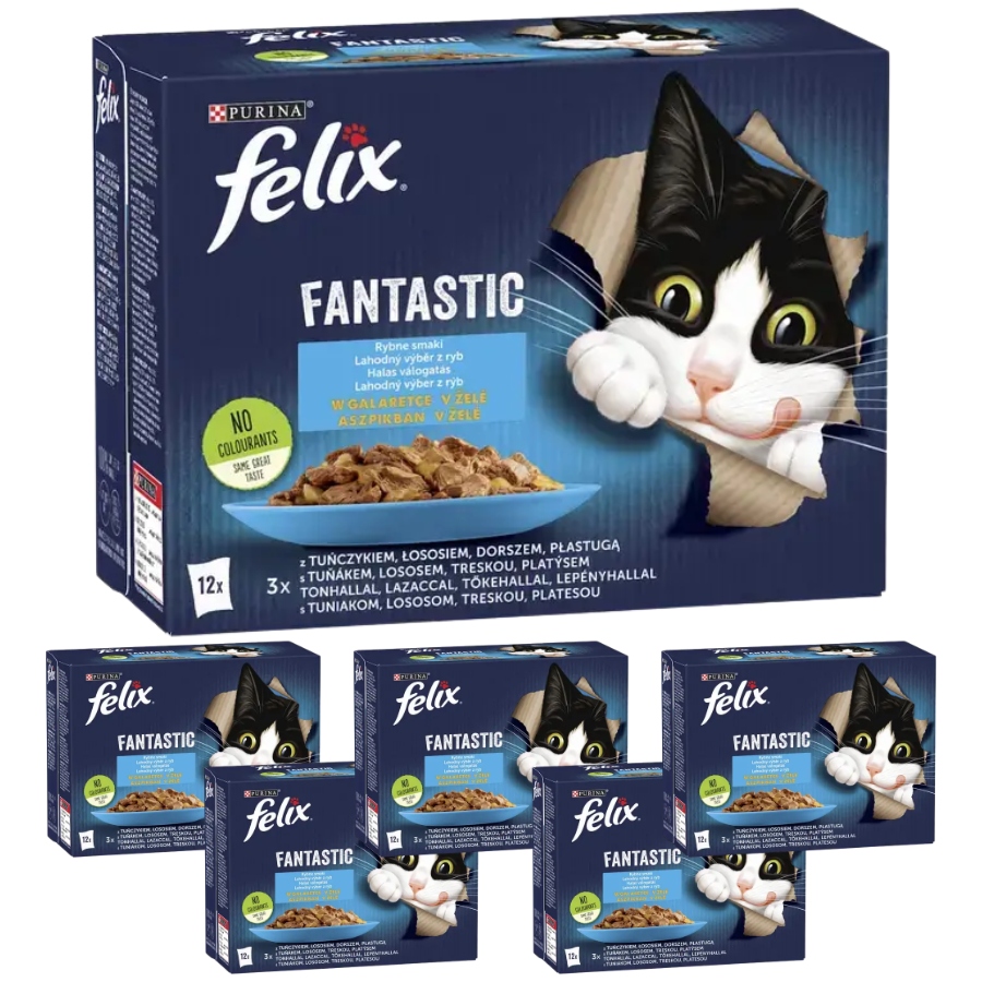 Karma Dla Kotów Felix Fantastic Rybne Smaki w Galaretce (12 x 85 g) x 6
