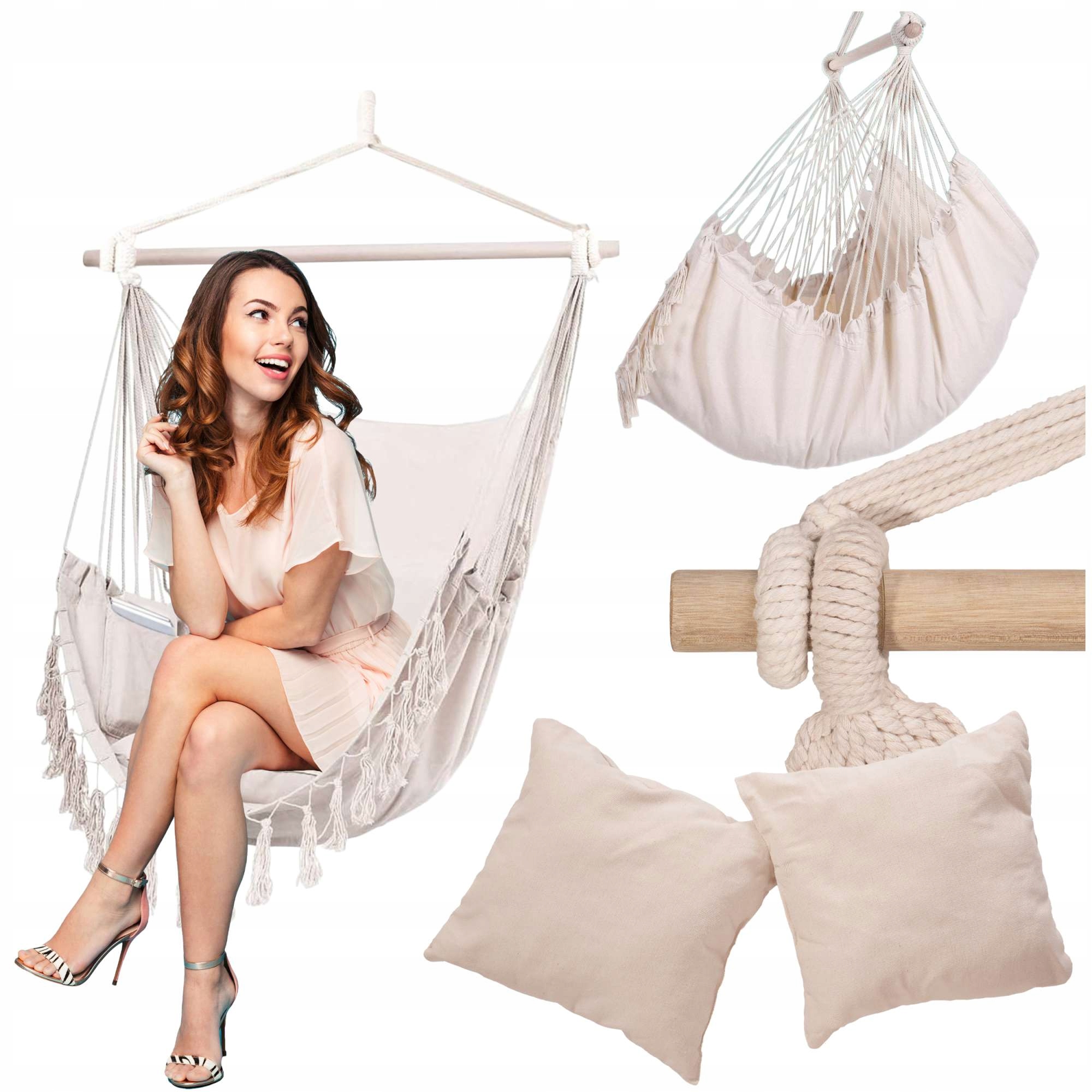 Houpací Síť Brazilské Závěsné Křeslo Houpací Křeslo Do Domu Zahrady Béžová