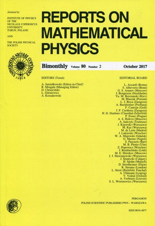 REPORTS ON MATHEMATICAL PHYSICS 80/2 PERGAMON [KSIĄŻKA]