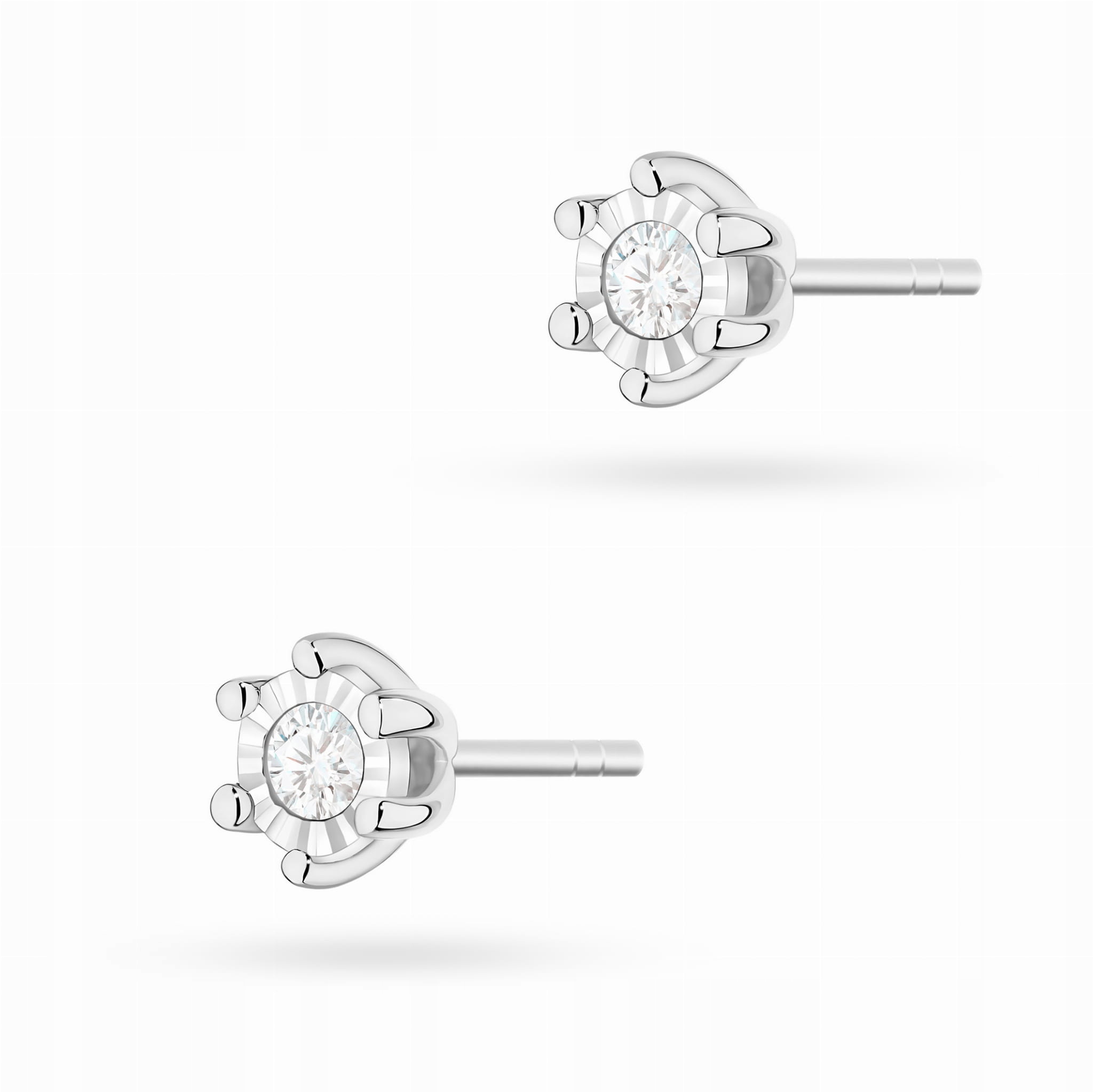 Zlaté náušnice z bílého zlata 585 diamanty přírodní šroubky 1,1 g brilianty