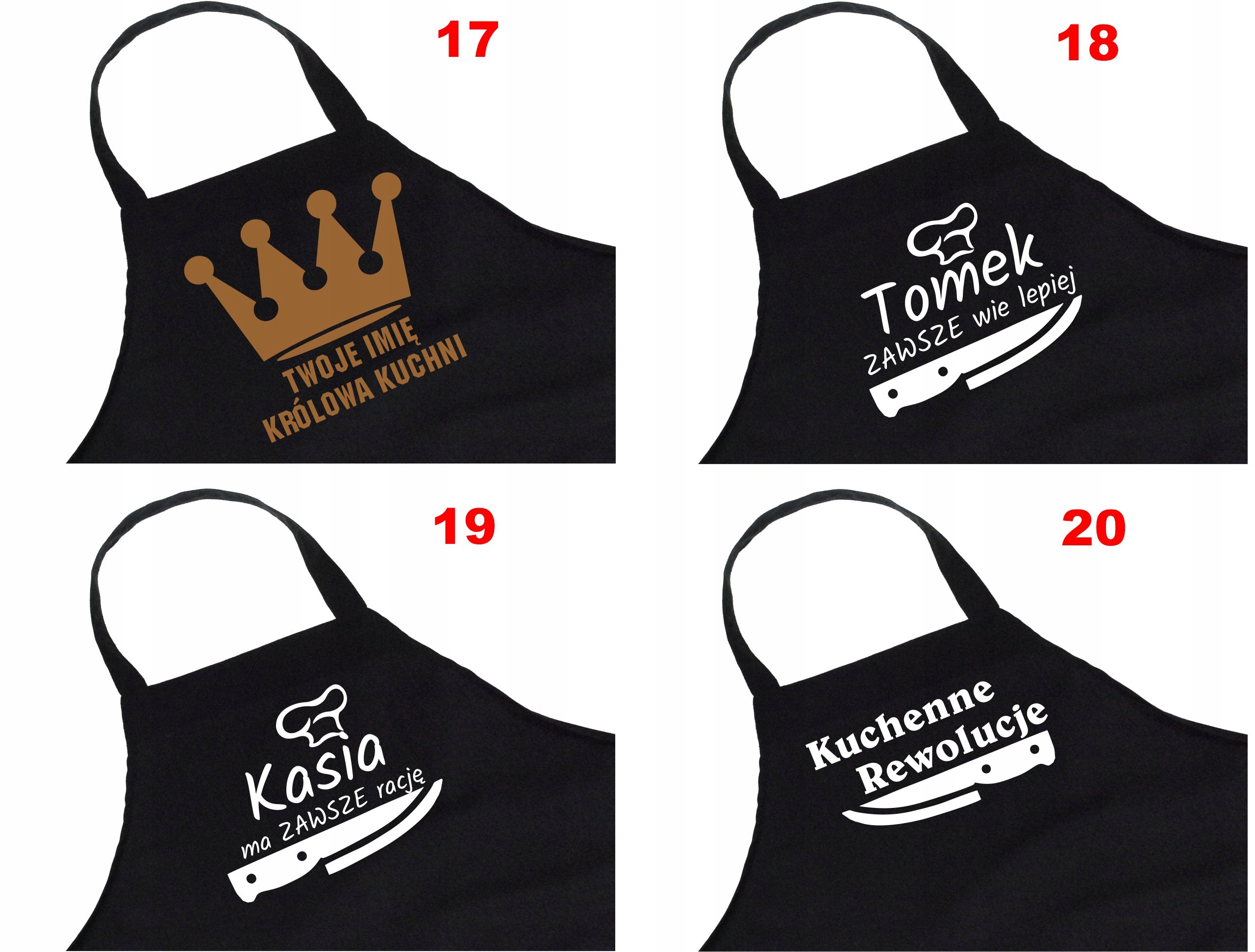 Fartuch Kuchenny MasterChef na Prezent +imię Wzory Długość 70 cm