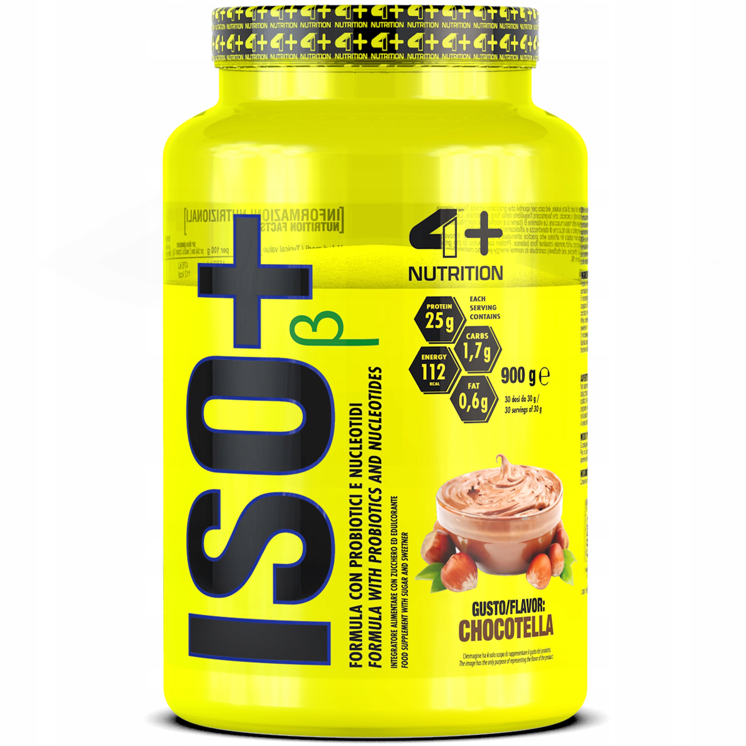 Proteinový Izolát 4+ Nutrition Iso+ 900 g Čokoláda Wpi Probiotika Bcaa
