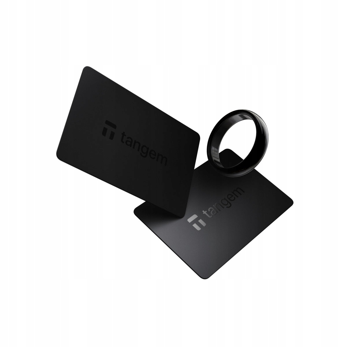 Hardwarová peněženka na kryptoměny Tangem Ring r. 10 prsten a 2 karty