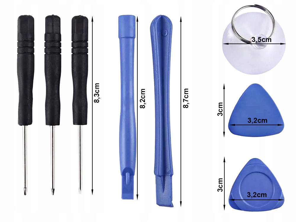 ZESTAW NARZĘDZI OTWIERAKÓW WKRĘTAKÓW DO NAPRAWY TELEFONÓW TABLETÓW Model 8w1