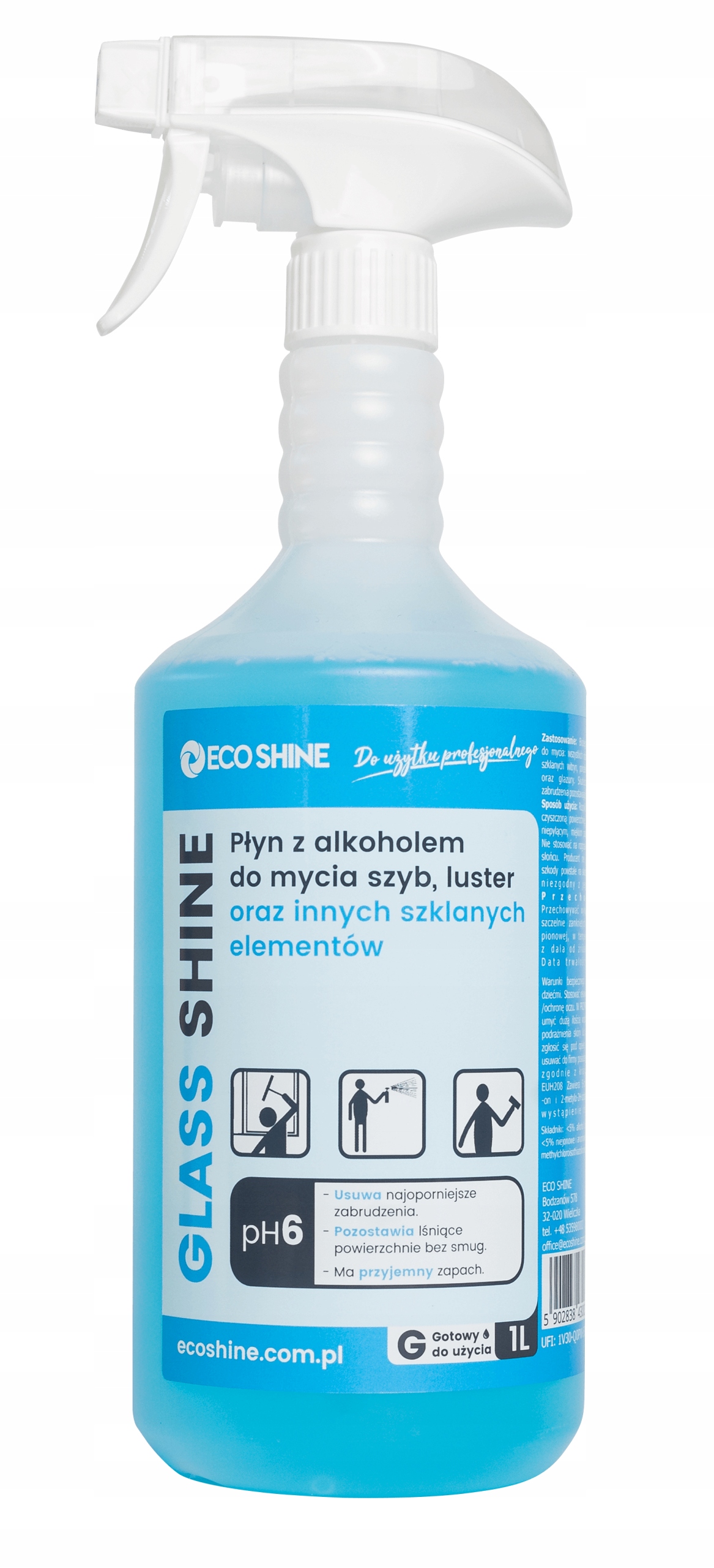 PŁYN Z ALKOHOLEM DO MYCIA SZYB I LUSTER 1L.