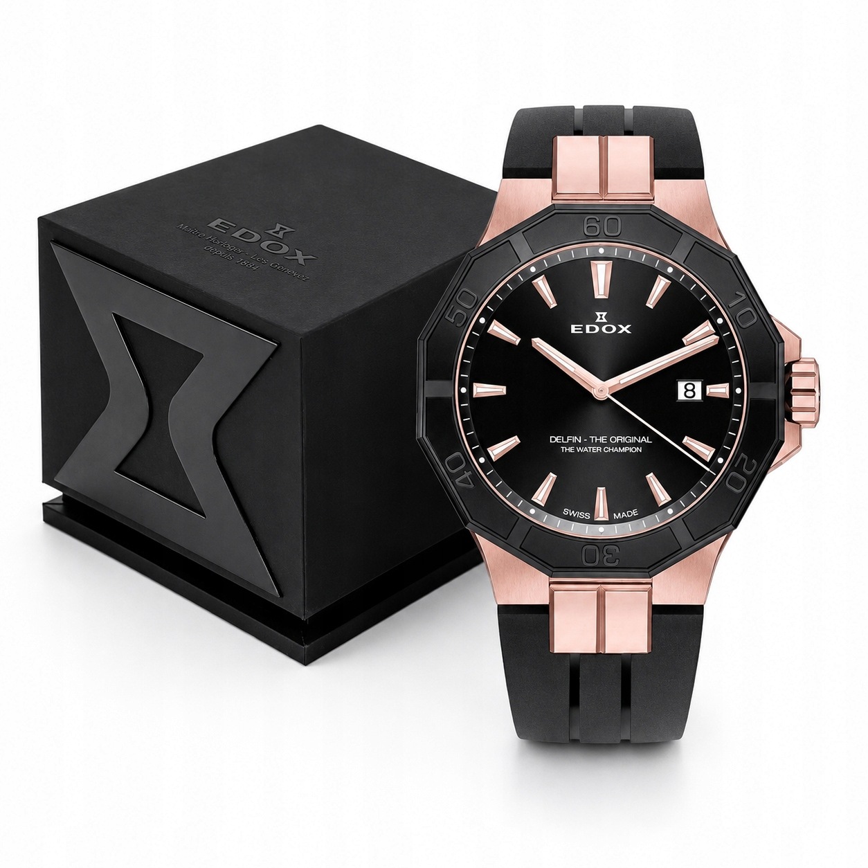 Pánské Hodinky Edox Delfin Original Date 53021-37RNCA-NIR Safírové 20ATM