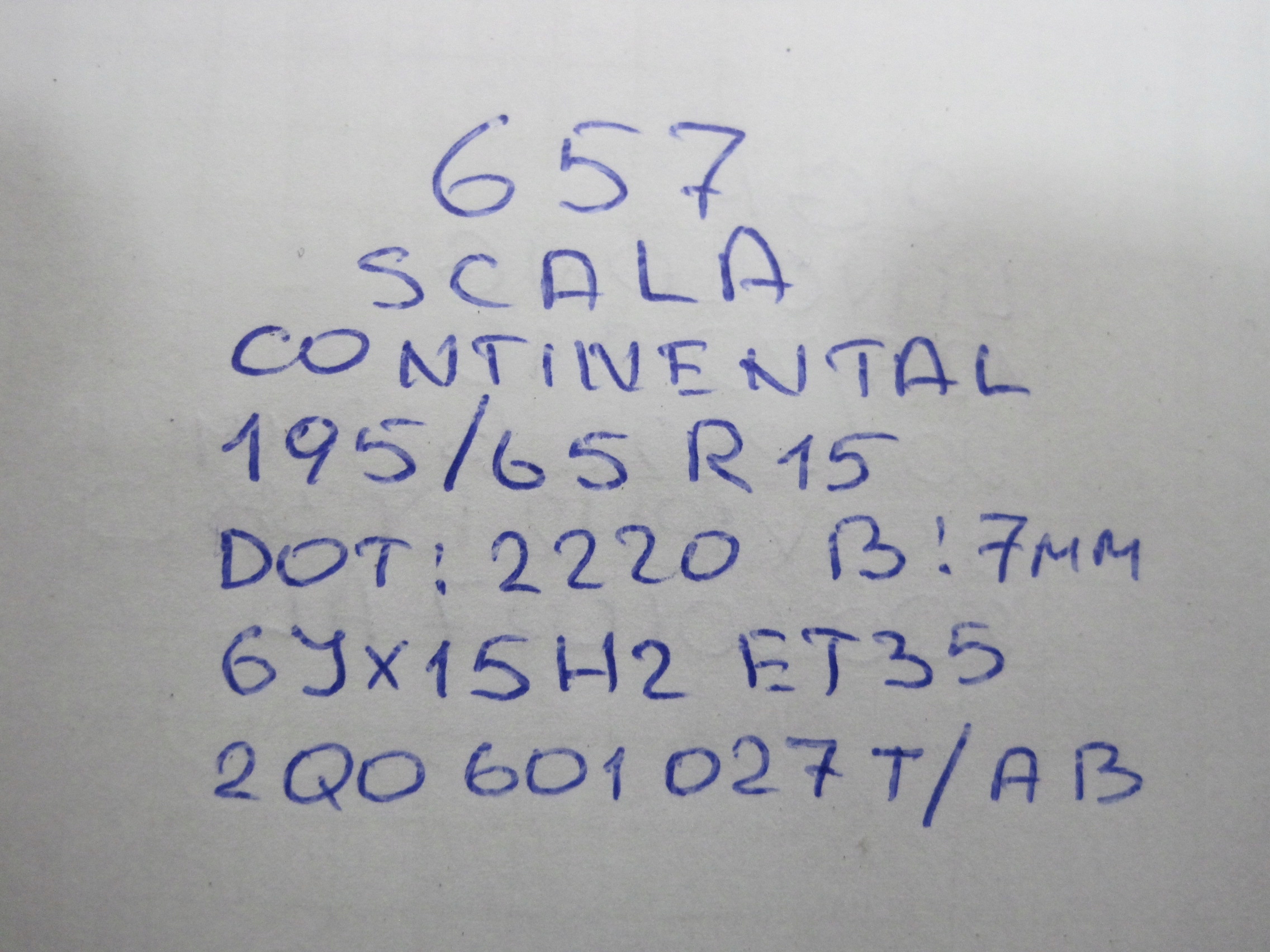 wheel spare SKODA SCALA 657 R15 20R