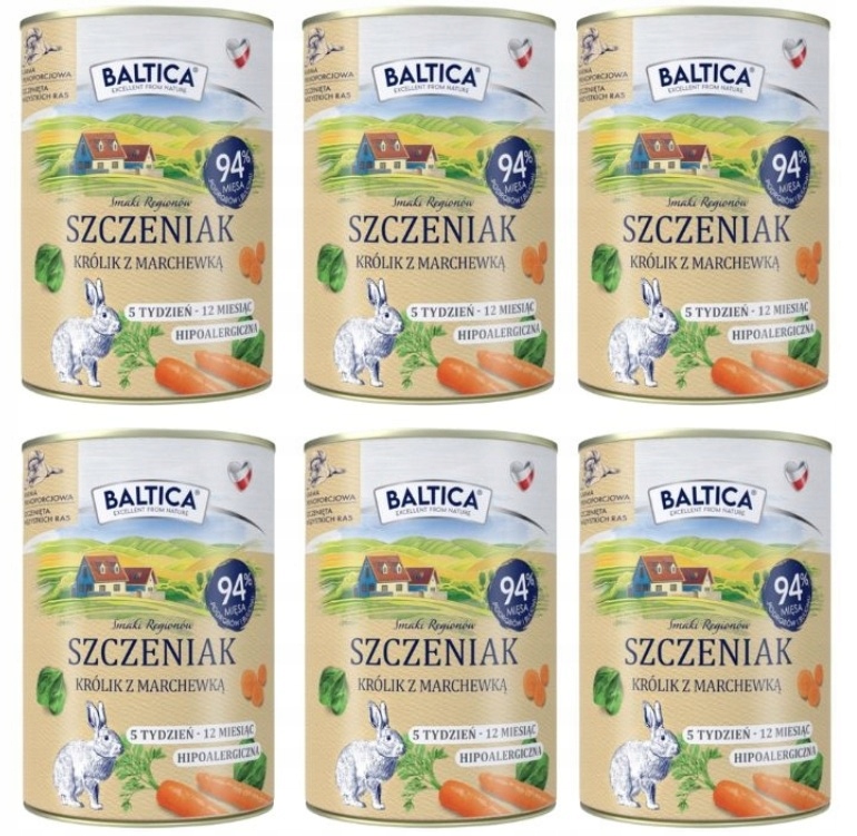 Mokra karma dla psa Baltica Szczeniak Królik z marchewką 6x400g