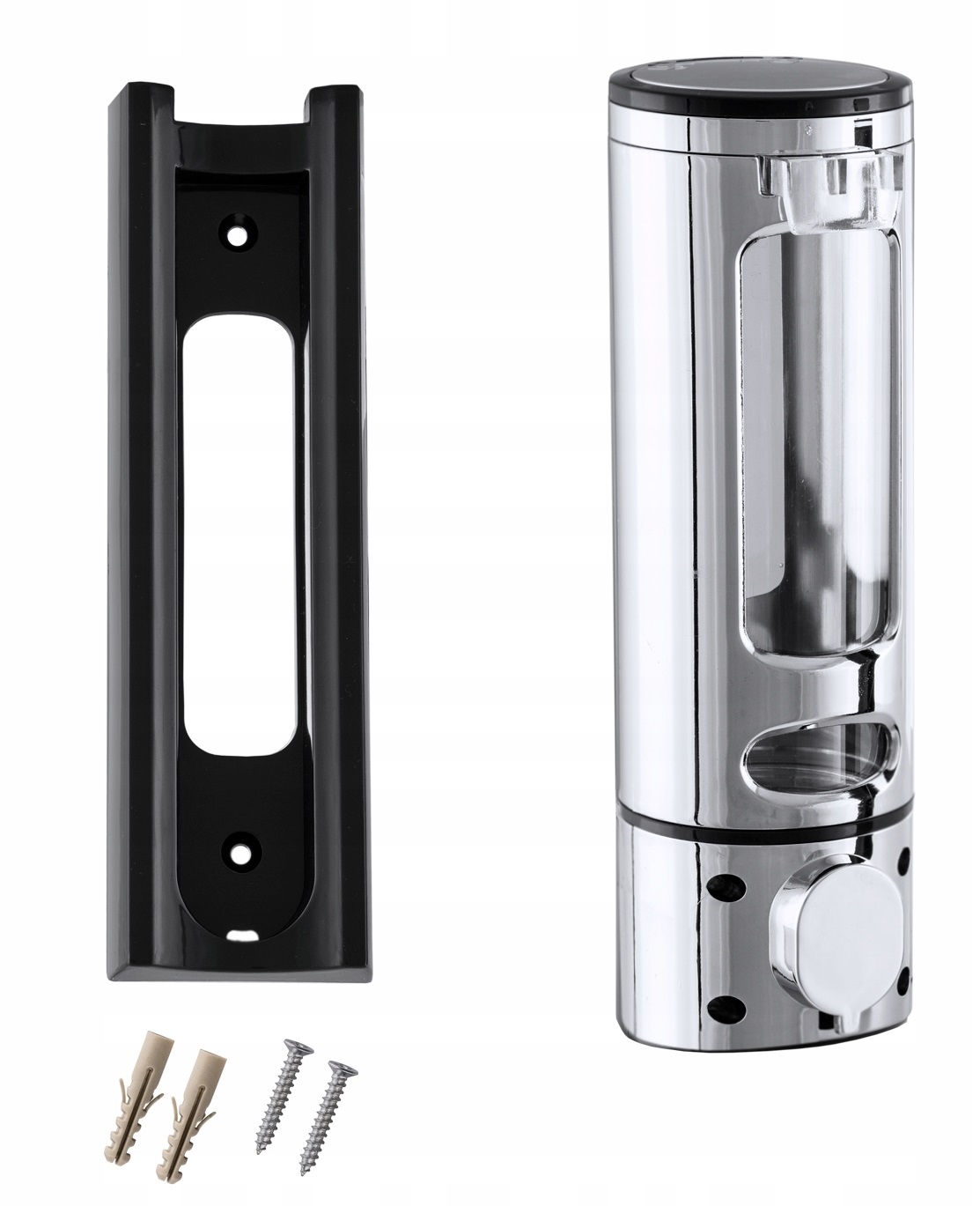 DOZOWNIK DO PŁYNU MYDŁA SZAMPONU CHROM ŚCIENNY Kolor pompki chrom