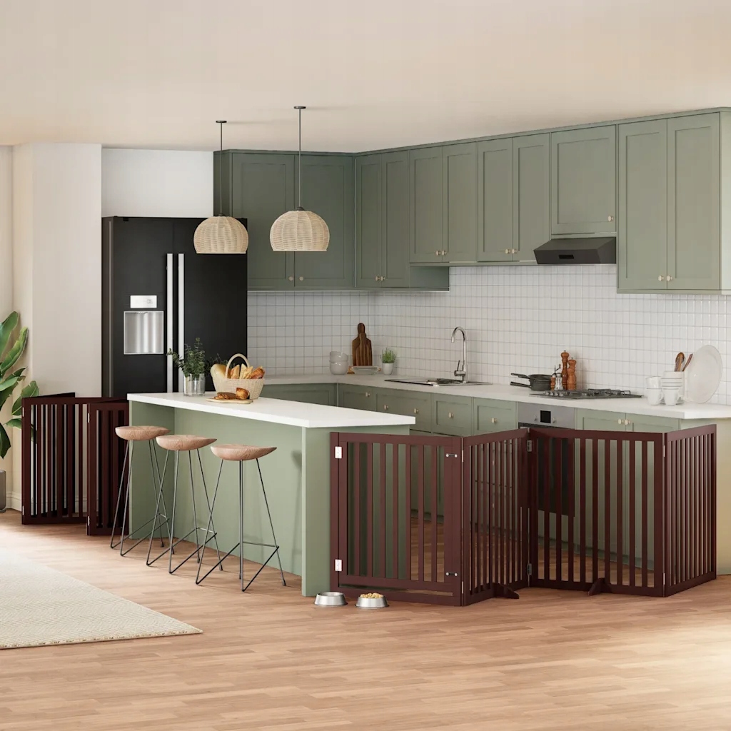 Zábrana pro psy s dvířky skládací 10 panelů hnědá 800 cm topol Hnědá 315569