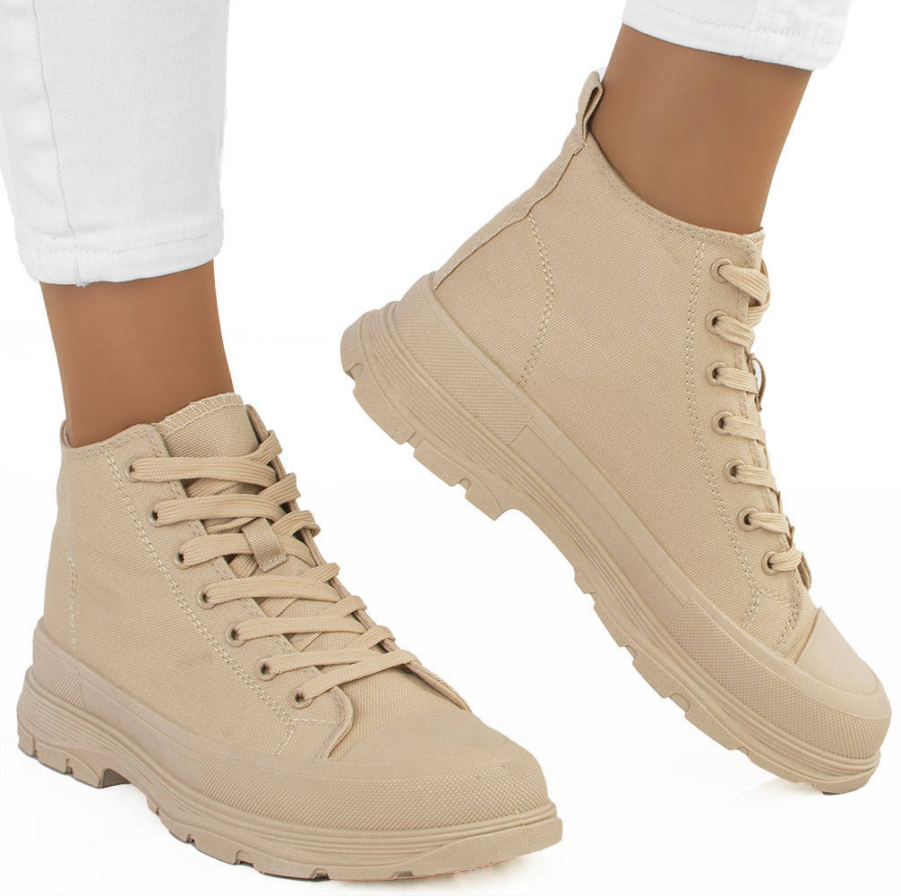 

Beżowe Wysokie Trampki Khaki Palladi 40