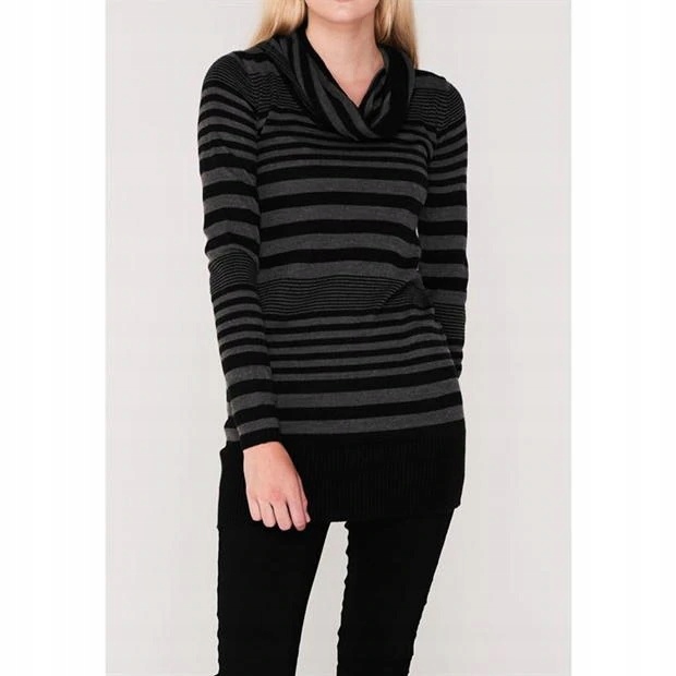 LEE COOPER markowy sweter long golf / komin r. XS Wzór dominujący paski