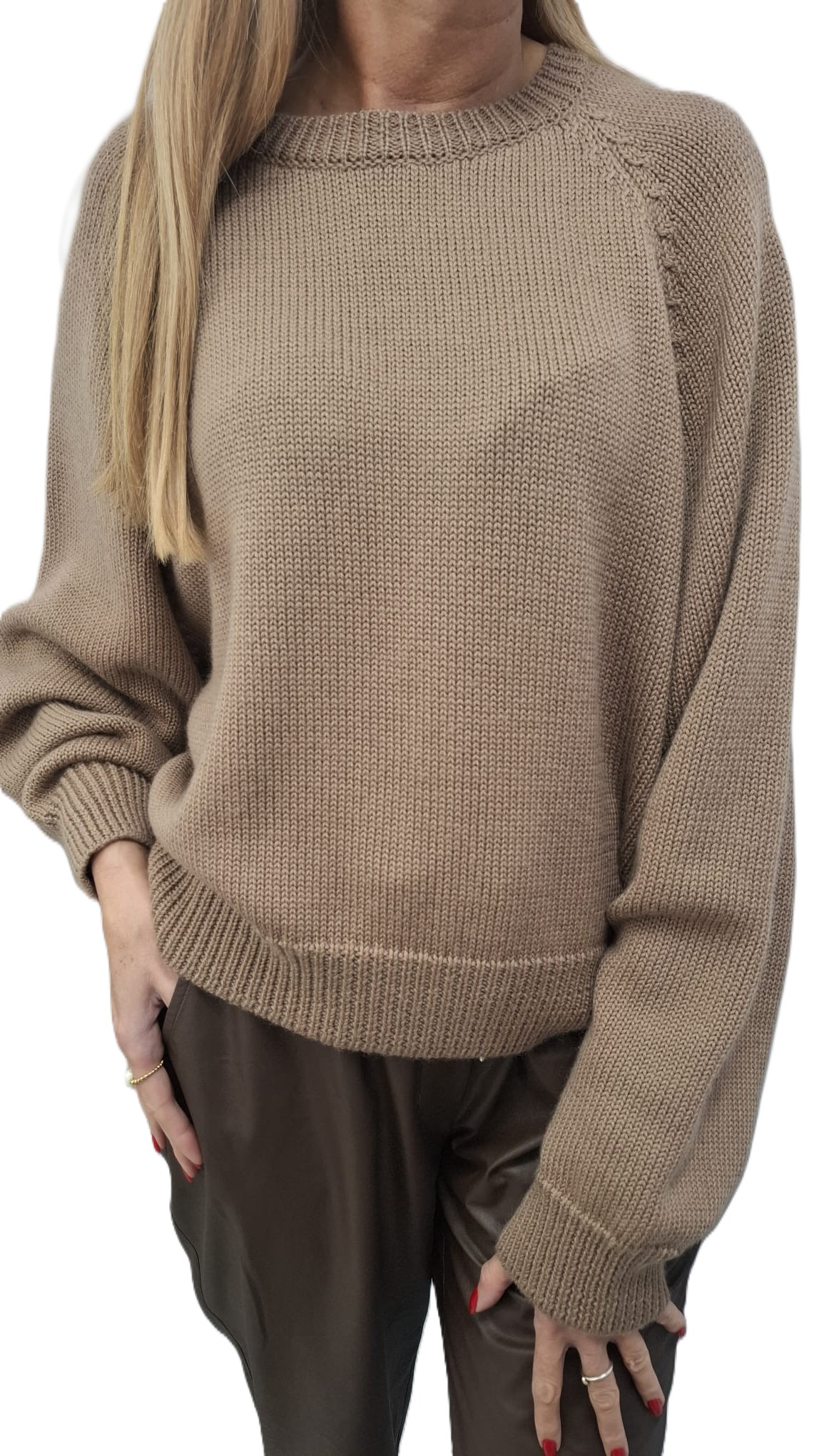 Cococmore Yarn Svetr Premium z vlny Merynosa Oversize Hnědý Latte New