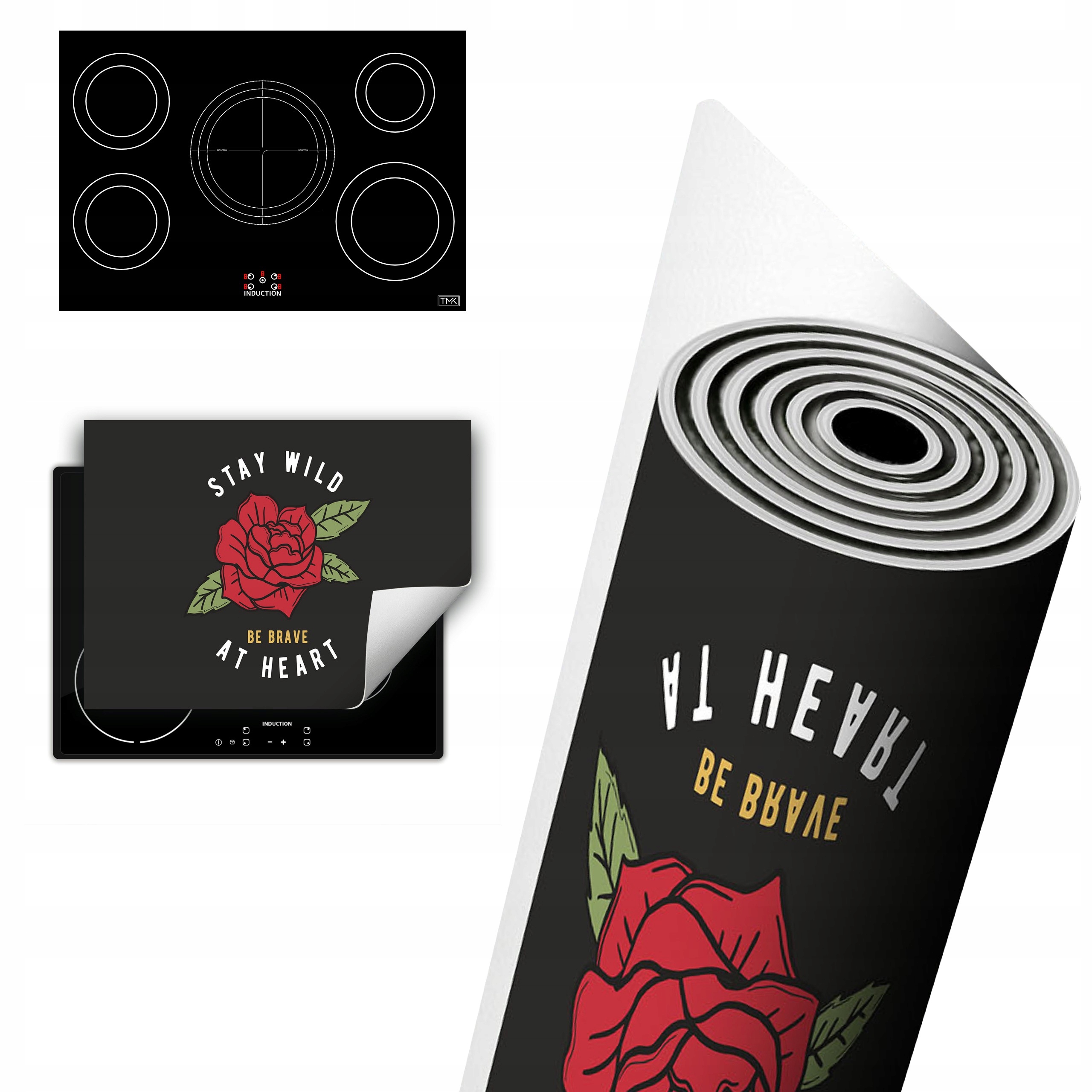 Vinylová Ochranná Deska Na Indukci 80x52 tmavá růže