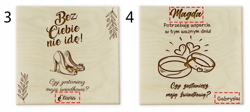 Zaproszenie Dla Świadkowej - pudełko Zdobienie brak