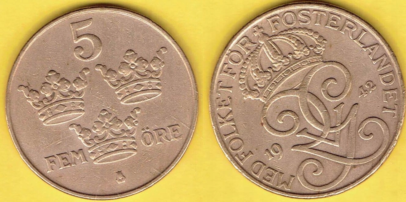 Szwecja 5 Ore 1942 r.