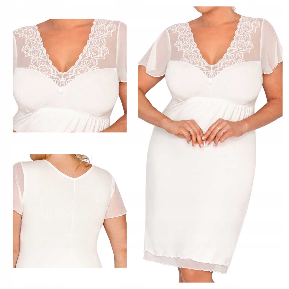 Donna Košile noční Ivana krémová plus 4XL