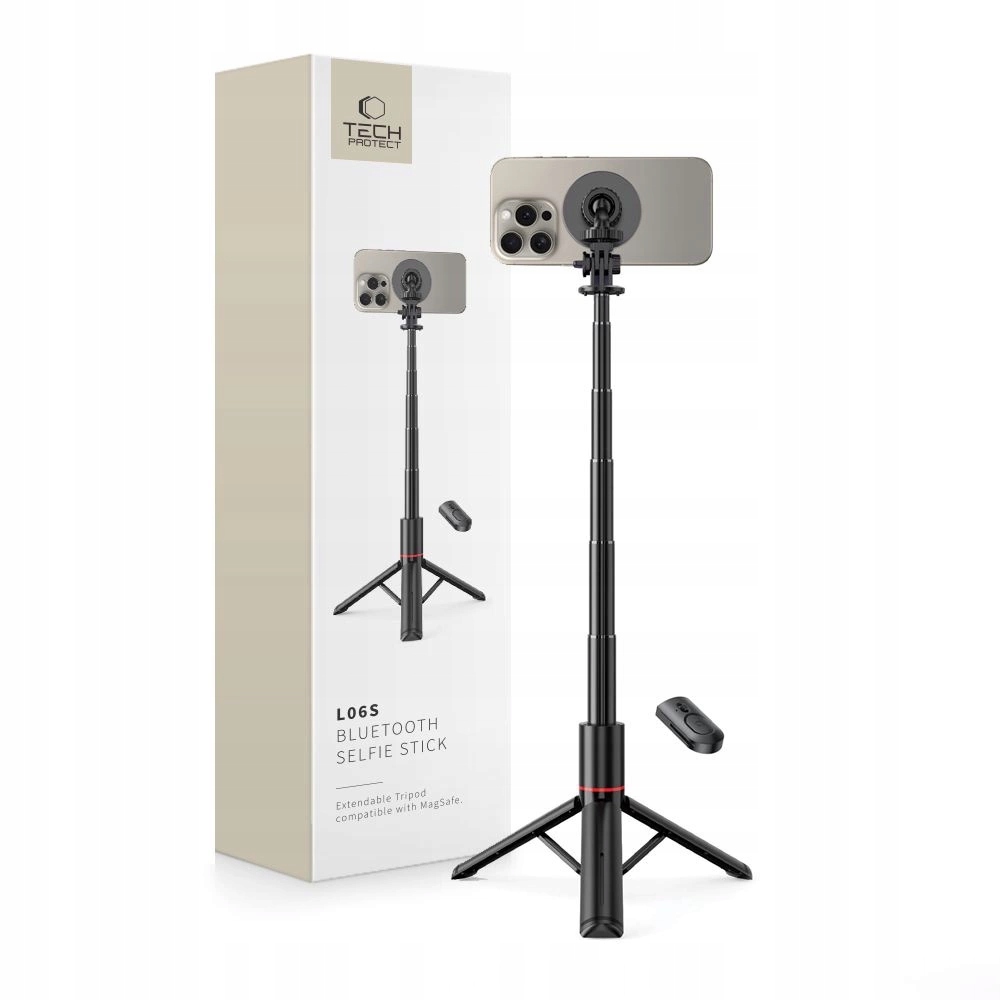 Selfie stick Tech-Protect L06S Bluetooth magnetyczny z MagSafe, pilotem, tr