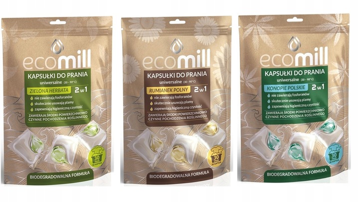 Levně Ecomill kapsle na praní Set 3x30ks, 90ks!