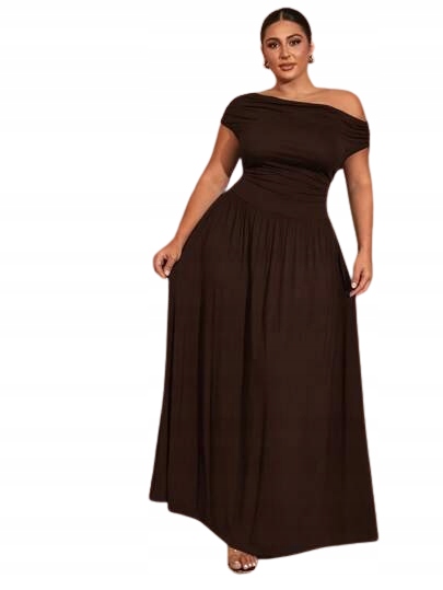 Shein Šaty Plus Size Hnědá Dlouhá Maxi 46 1JB