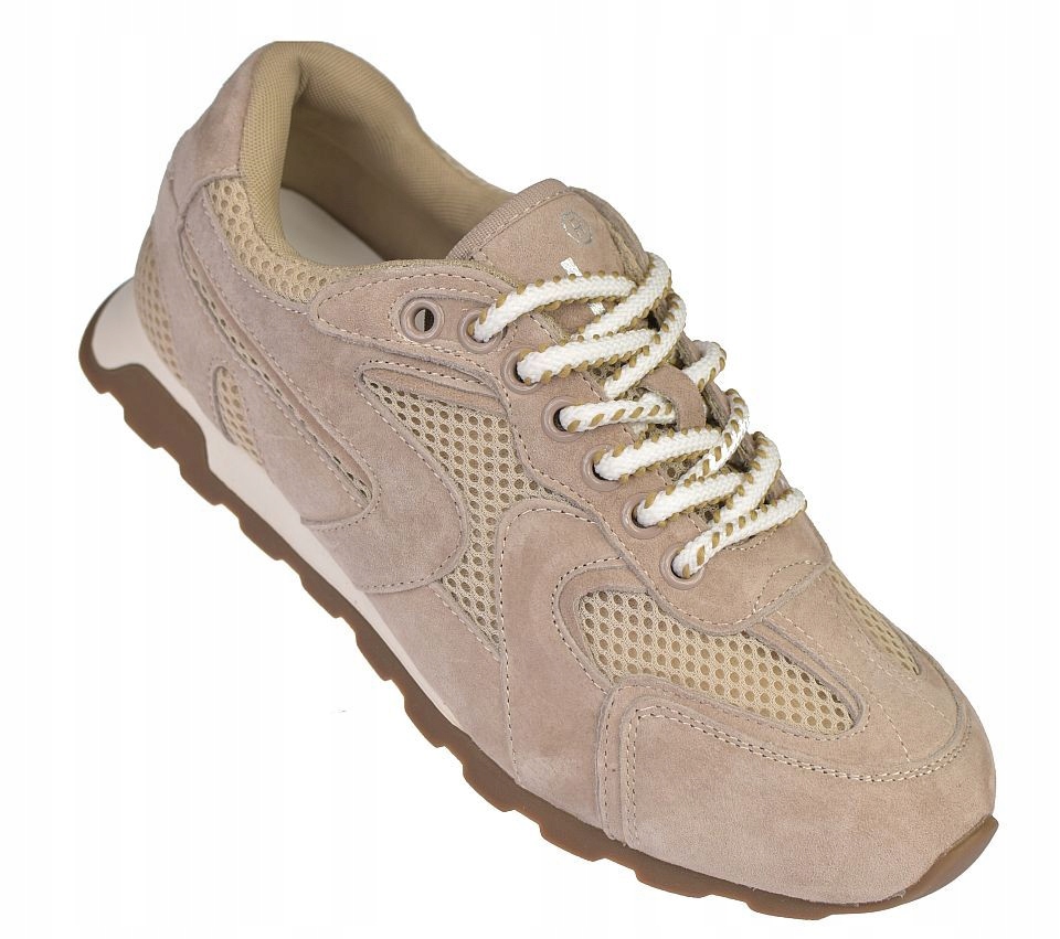 Dámské kožené tenisky sportovní boty A-3-131 světle hnědé semišové vel. 40