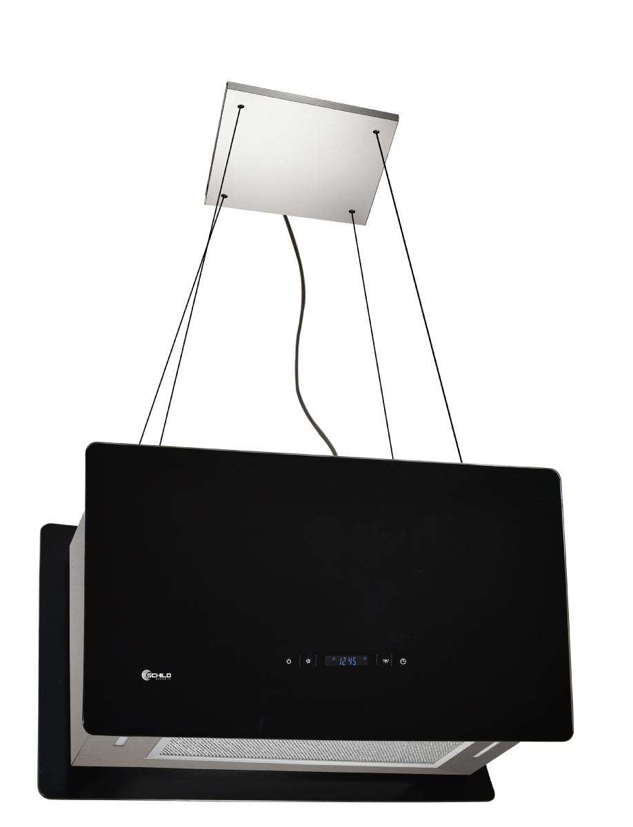 Okap kuchenny WYSPOWY SZKŁO CZARNY 60cm WISZĄCY