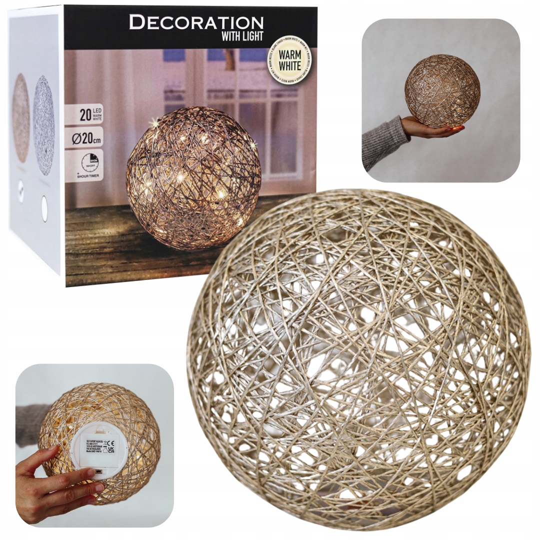 

Świecąca bombka dekoracyjna lampka Led złota 20cm