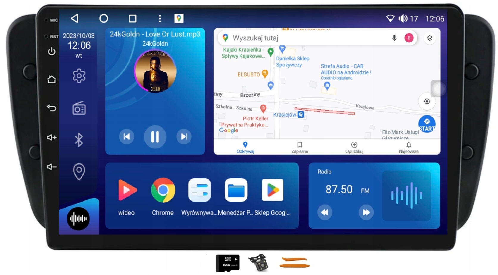 Radio Android Nawigacja XQ460S Qled Carplay Lte Gps Dsp Seat Ibiza 4 08-17