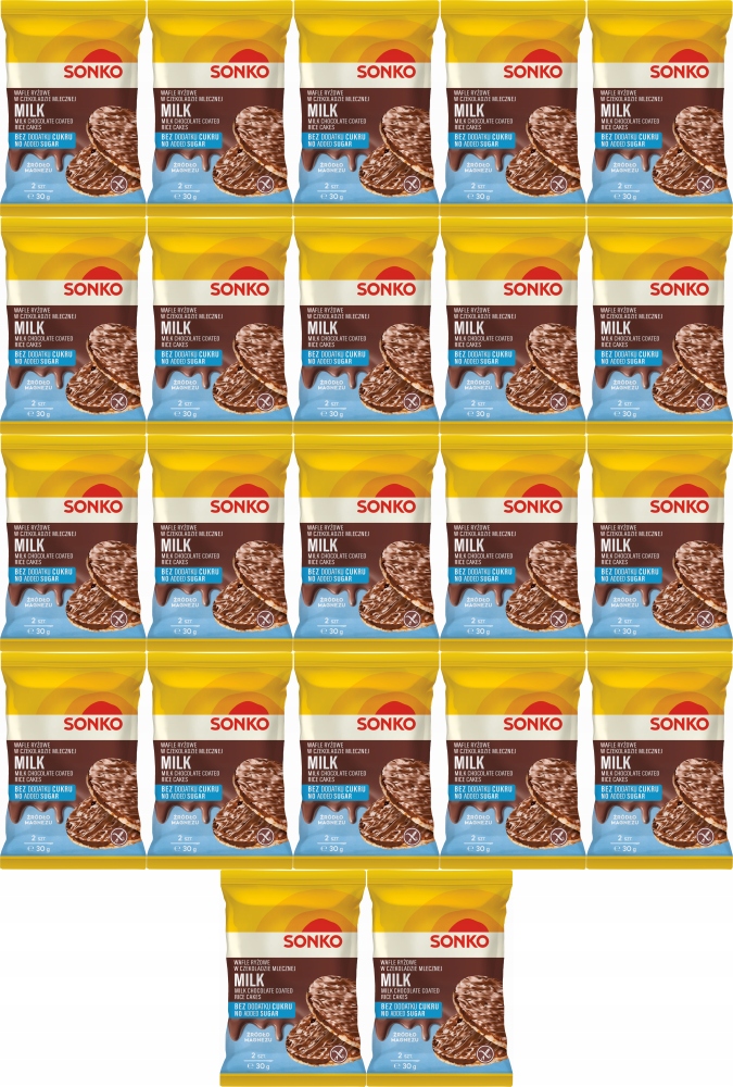 Sonko Wafle ryżowe w czekoladzie mlecznej 30g (2 sztuki) x22