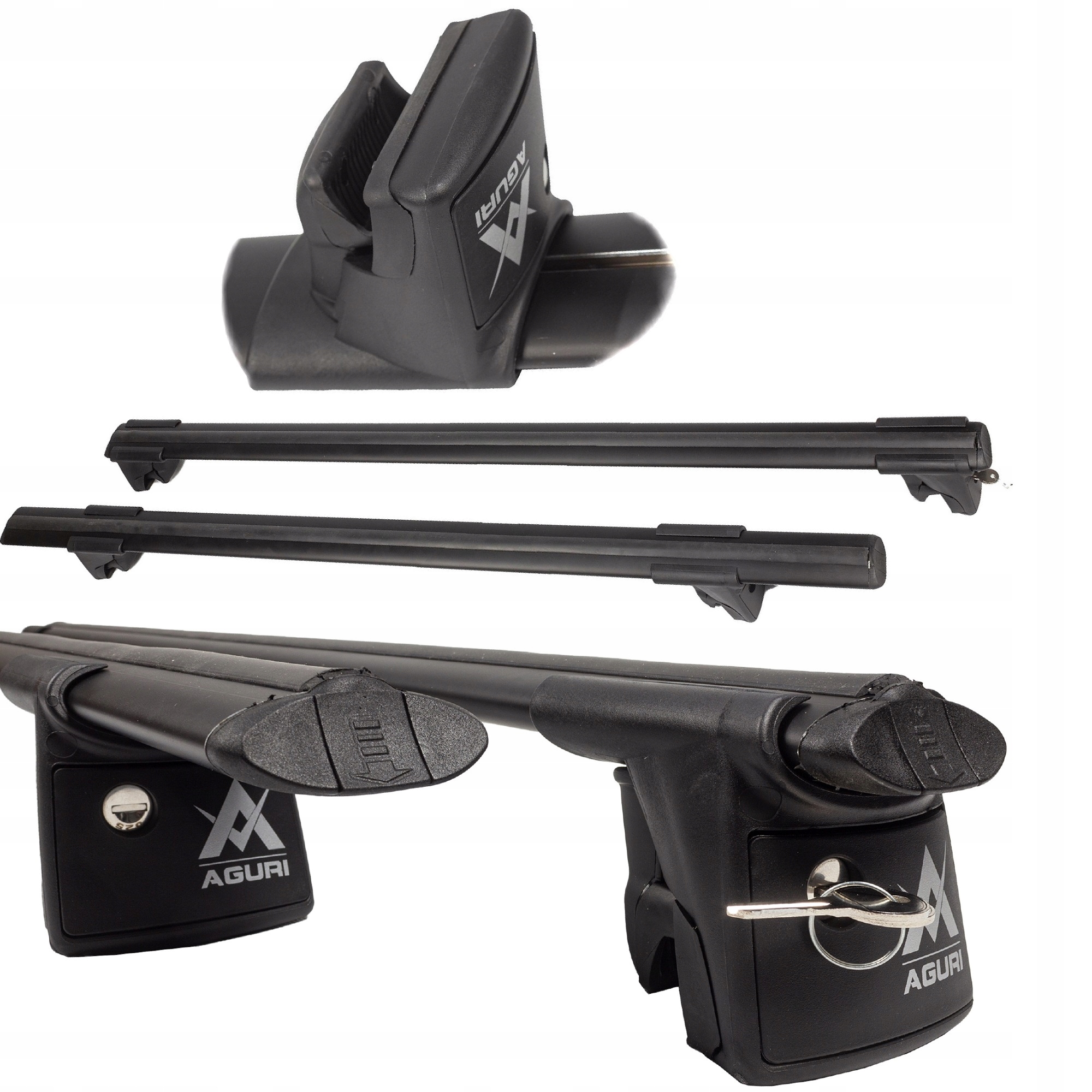BAGAŻNIK DACHOWY BELKI NA RELINGI KLASYCZNE AGURI RUNNER II R2 CZARNY 135