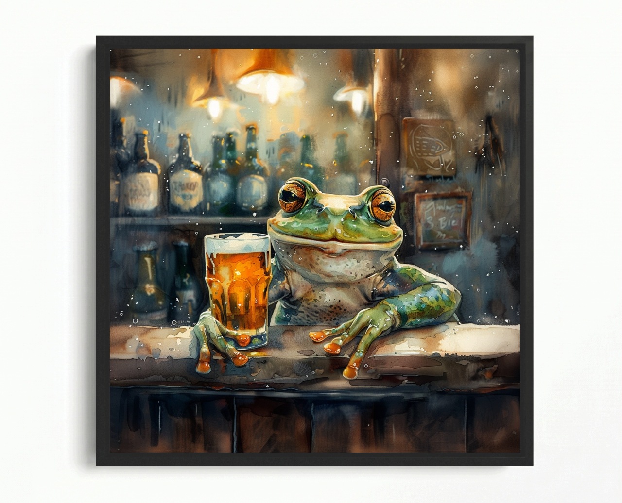 Obraz Rám Americká Krabička Grafika Žába Žabka Pivo Pub Hospák Drink Bar 80x80