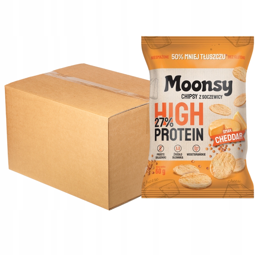 Levně Moonsy Chipsy z čočky s příchutí cheddar 60 g x 18 kusů