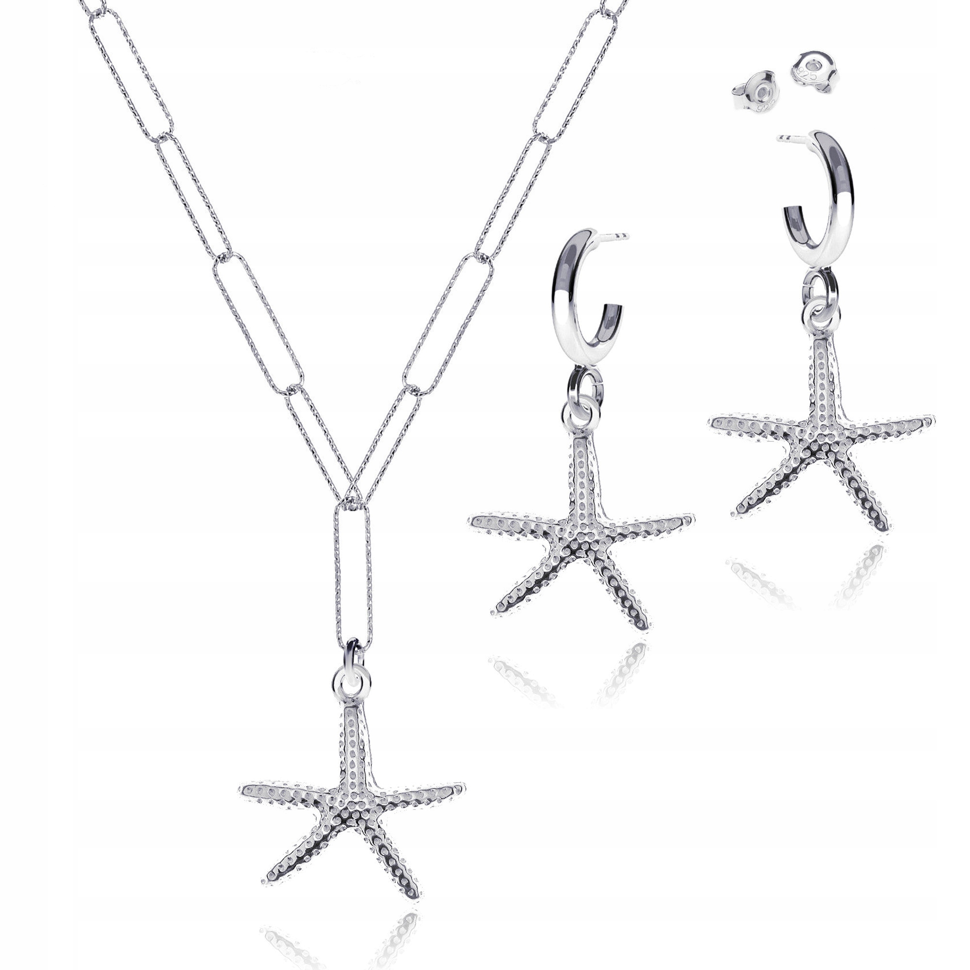 Hvězdice stříbrná sada šperků ankr kroucené velké články stříbro 925