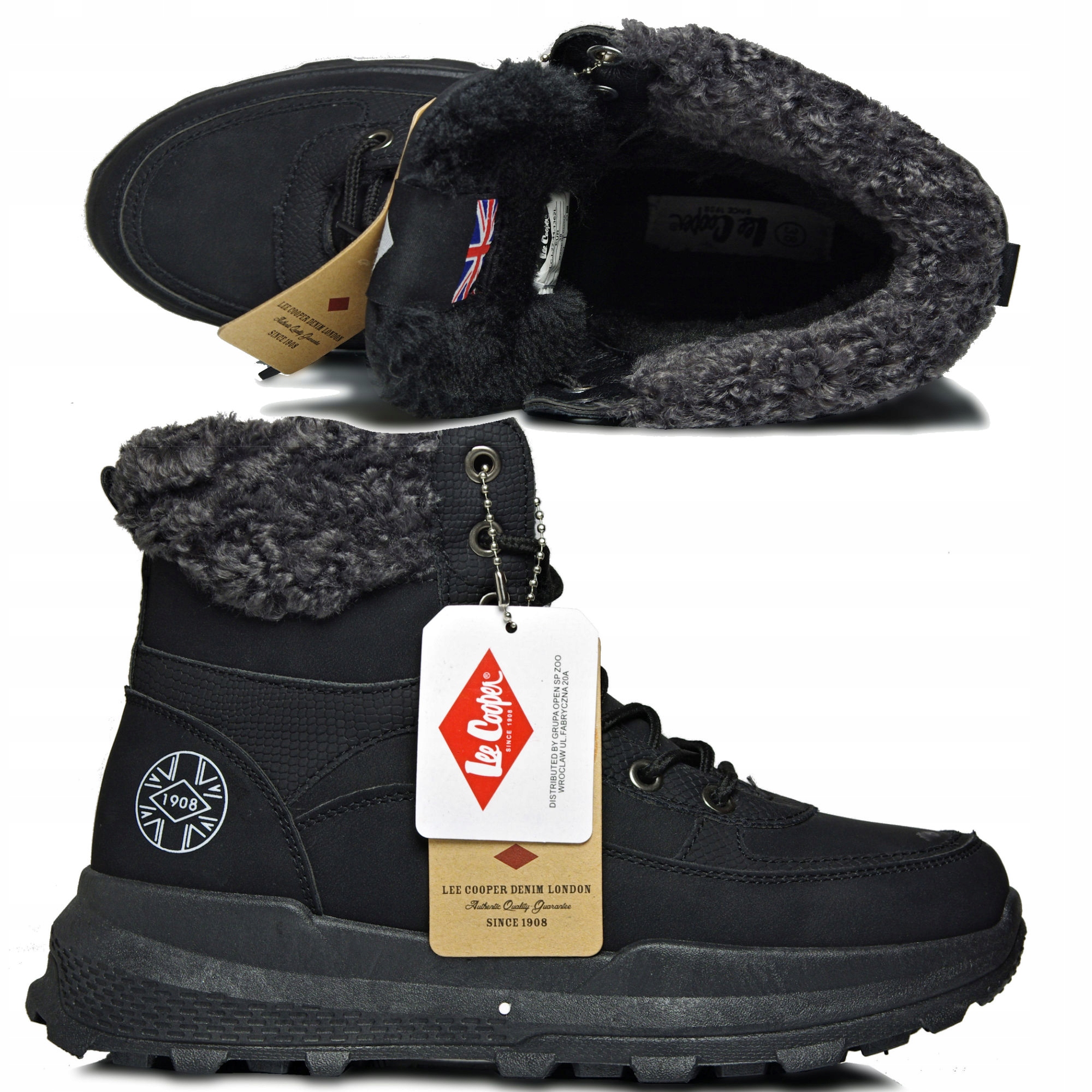 

Modne traperki śniegowce czarne org. Lee Cooper 41