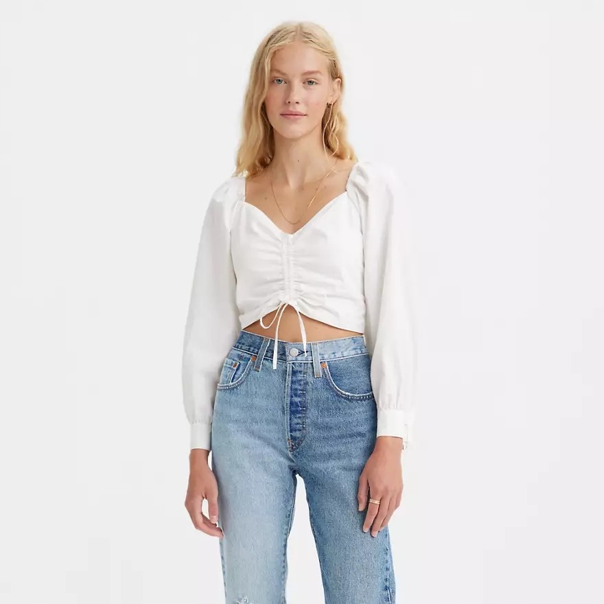 Levi's Krémová Dámská Bavlněná Halenka S Volánky, Velikost 6FA