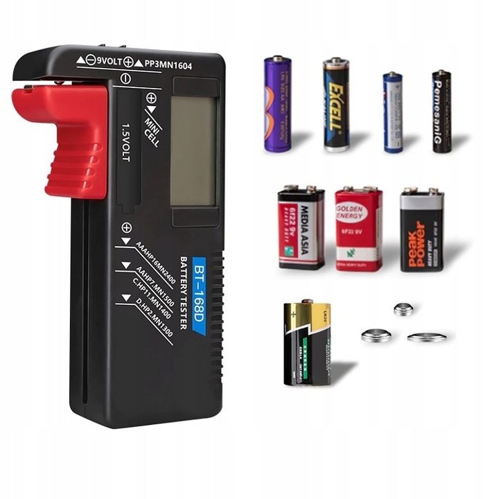 Tester miernik baterii akumulatorów AA AAA 9V R14 R20 CR2025 CR2032 Kod producenta KAT76092