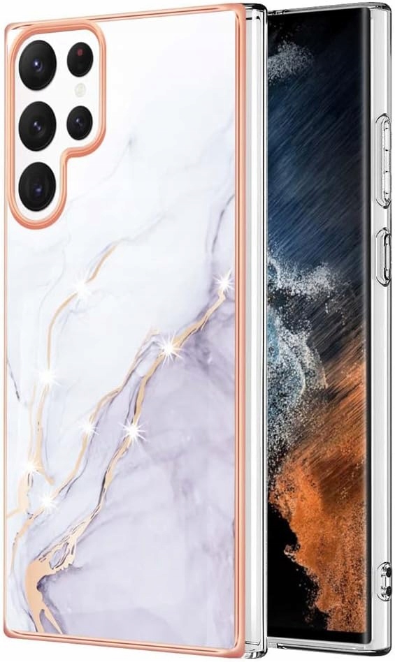 STYLOWE MARMUROWE ETUI CASE PLECKI DO SAMSUNG GALAXY S22 ULTRA ROSE GOLD