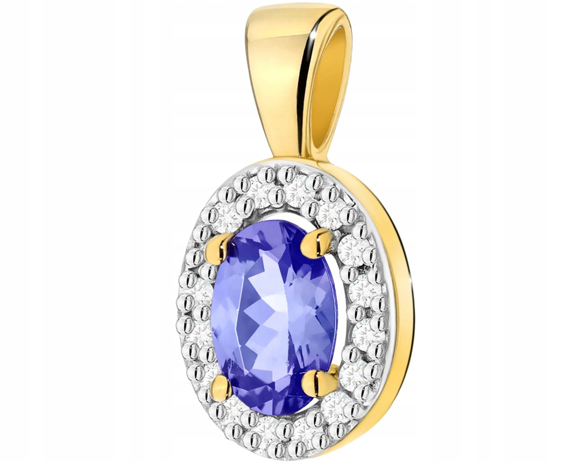 Zlatý Elegantní Přívěsek S Tanzanitem A Diamanty 585
