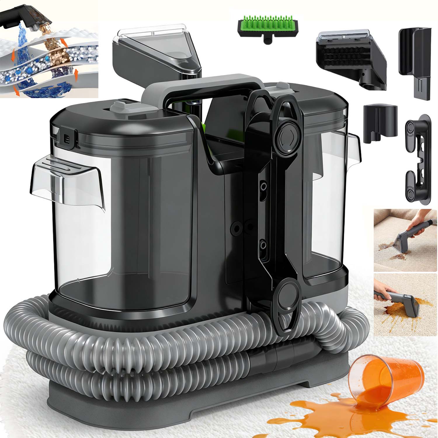 Odkurzacz Wodny Z Wężem Do Łóżek I Schodów Z Wieloma Dyszami Do Sof,dywanów