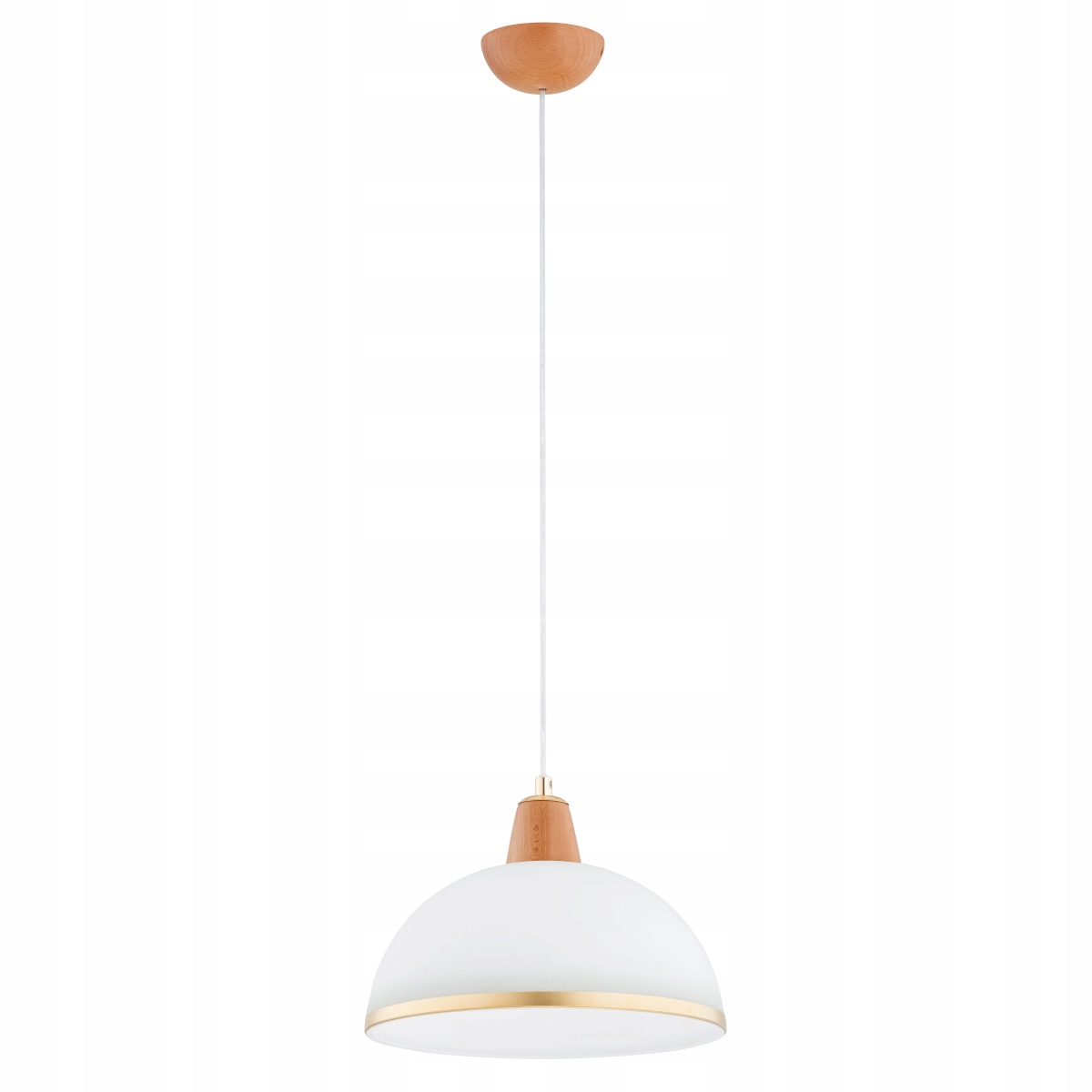 Závěsná lampa Rey Alfa dřevěná bílo-zlatá E27 15W do kuchyně