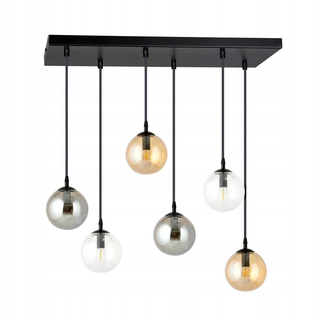 Cosmo 6 Bl MIX1 Závěsné lampy Ocel lakovaná. sklo Černá 10W Max Led