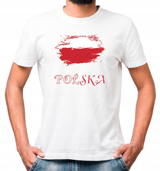 

Męska Koszulka Patriotyczna Biała Bawełna r.L
