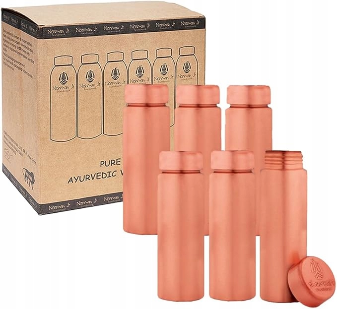 Fľaše na vodu z čistej medi ručne vyrobené 400 ml 6 ks