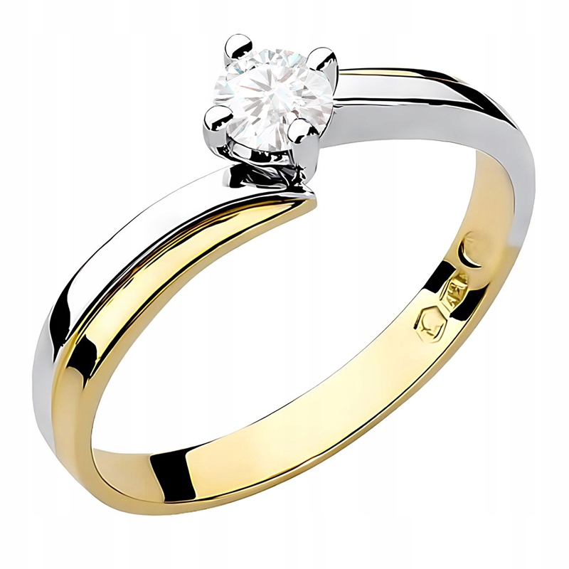 Krásný Prstýnek pr 585 s laboratorním diamantem 0,30 ct 14k