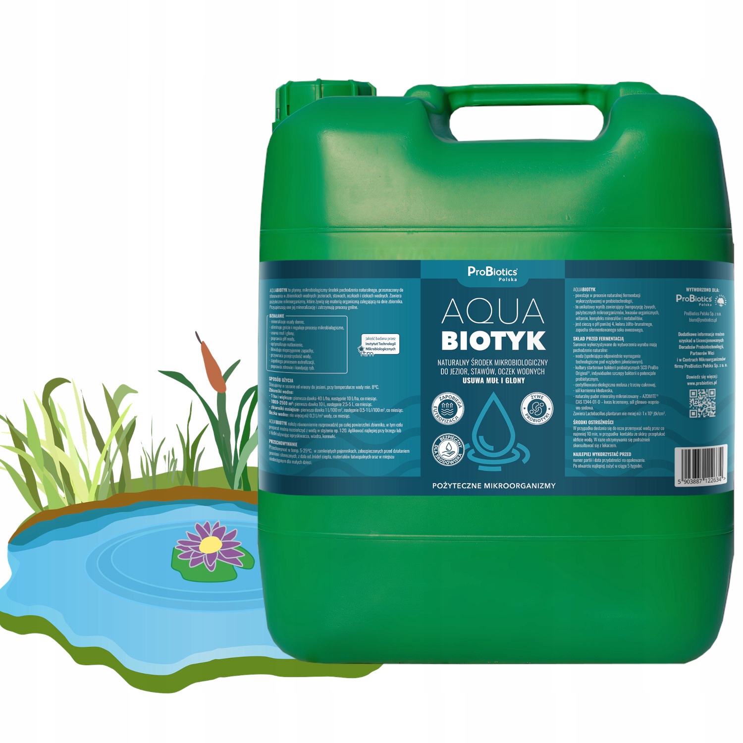 Aquabiotyk 20L Naturalny Środek Mikrobiologiczny Oczyszczanie Stawów Oczek