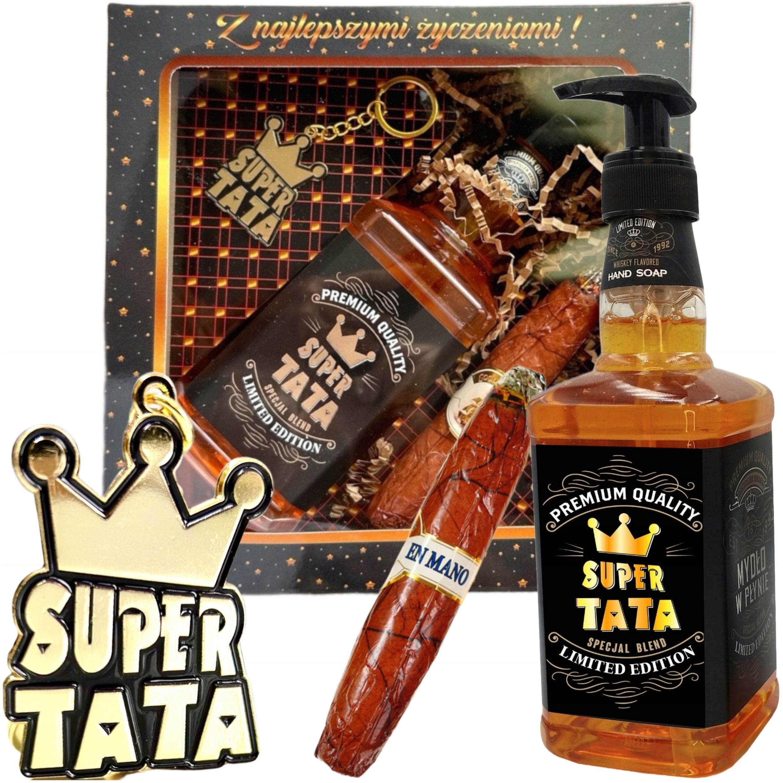 Dárková Sada ke Dni otců pro tatínka Mýdlo Whiskey Přívěsek Na Klíče Táta