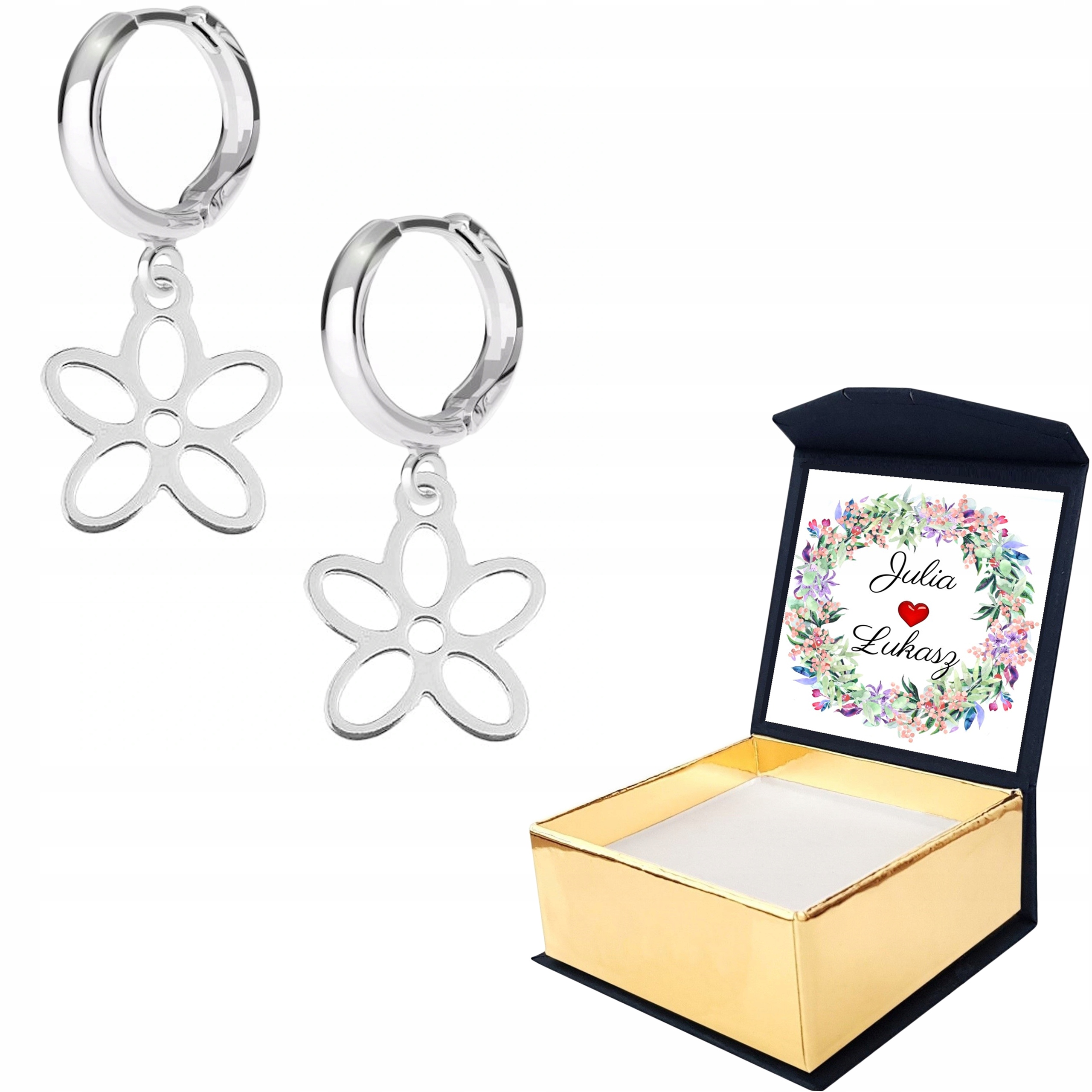 Stříbrné náušnice Květ Květina 925 Vlastní Potisk