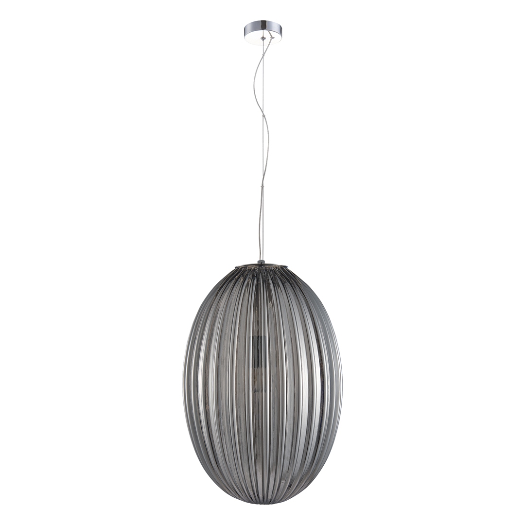 Závesná lampa chróm veľká dymové sklenené tienidlo moderná Milagro