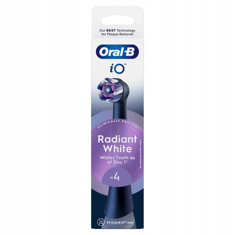 Oral-B iO Radiant White Black Oryginalne końcówki szczoteczek, 4 sztuki