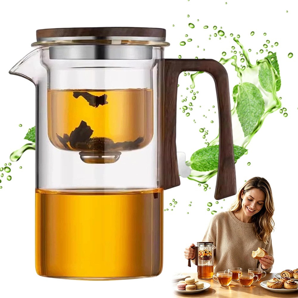 Skleněná filtrační konvice Bedee na čaj s magnetickým filtrem 720 ml